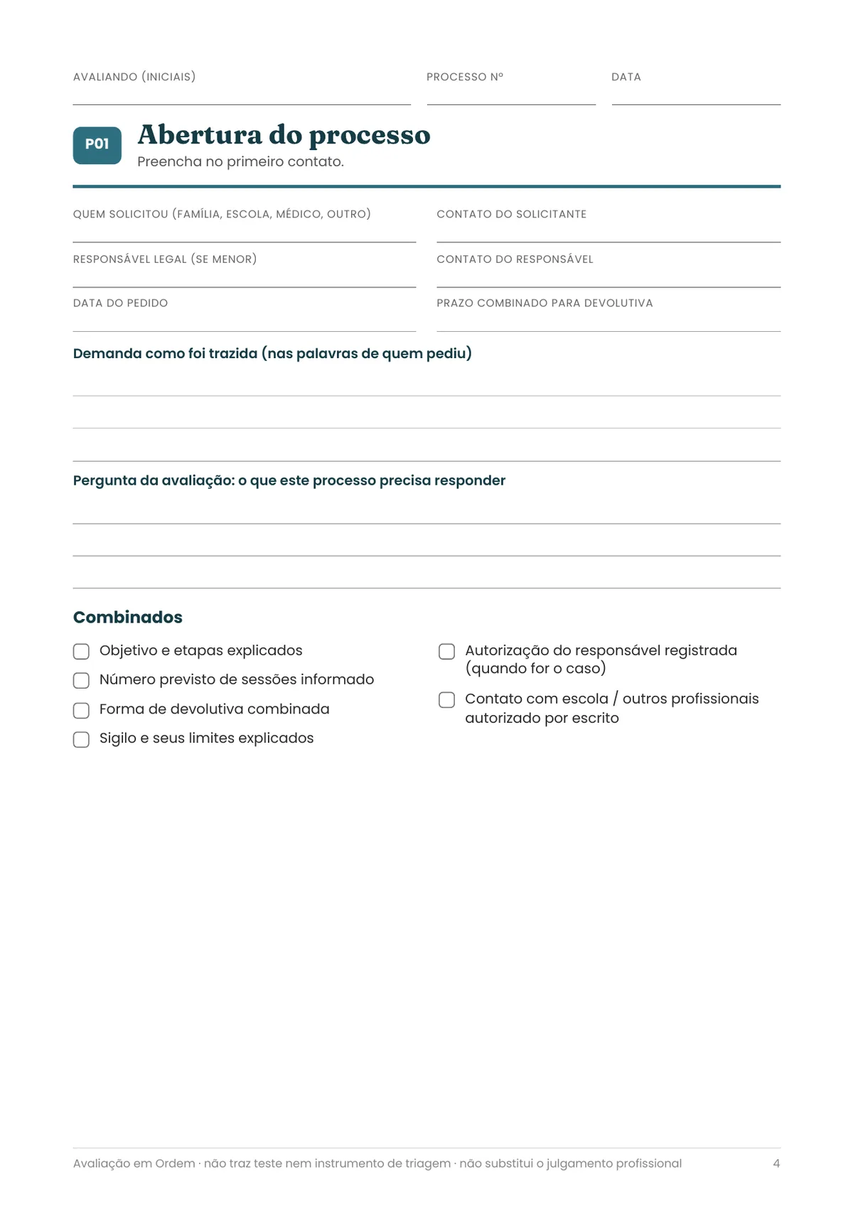 Página real do PDF Avaliação em Ordem: abertura do processo
