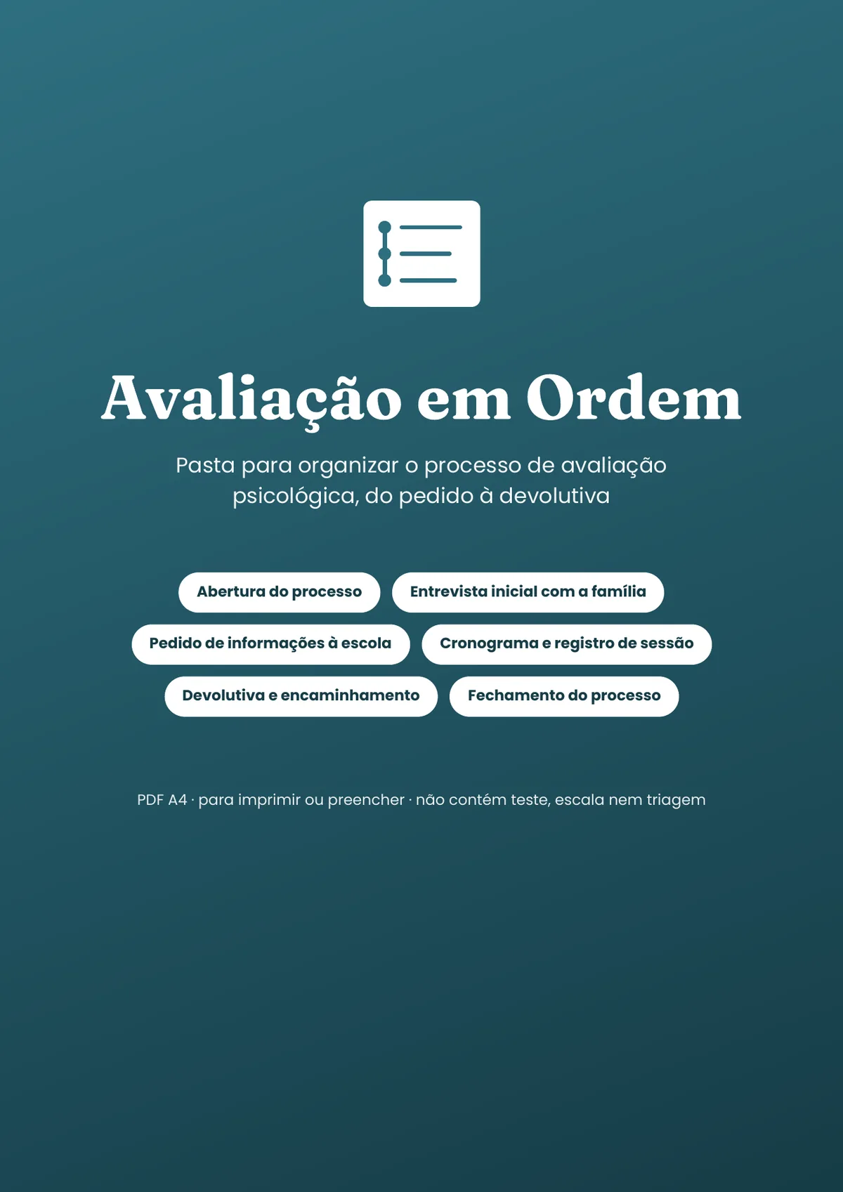 Página real do PDF Avaliação em Ordem: capa