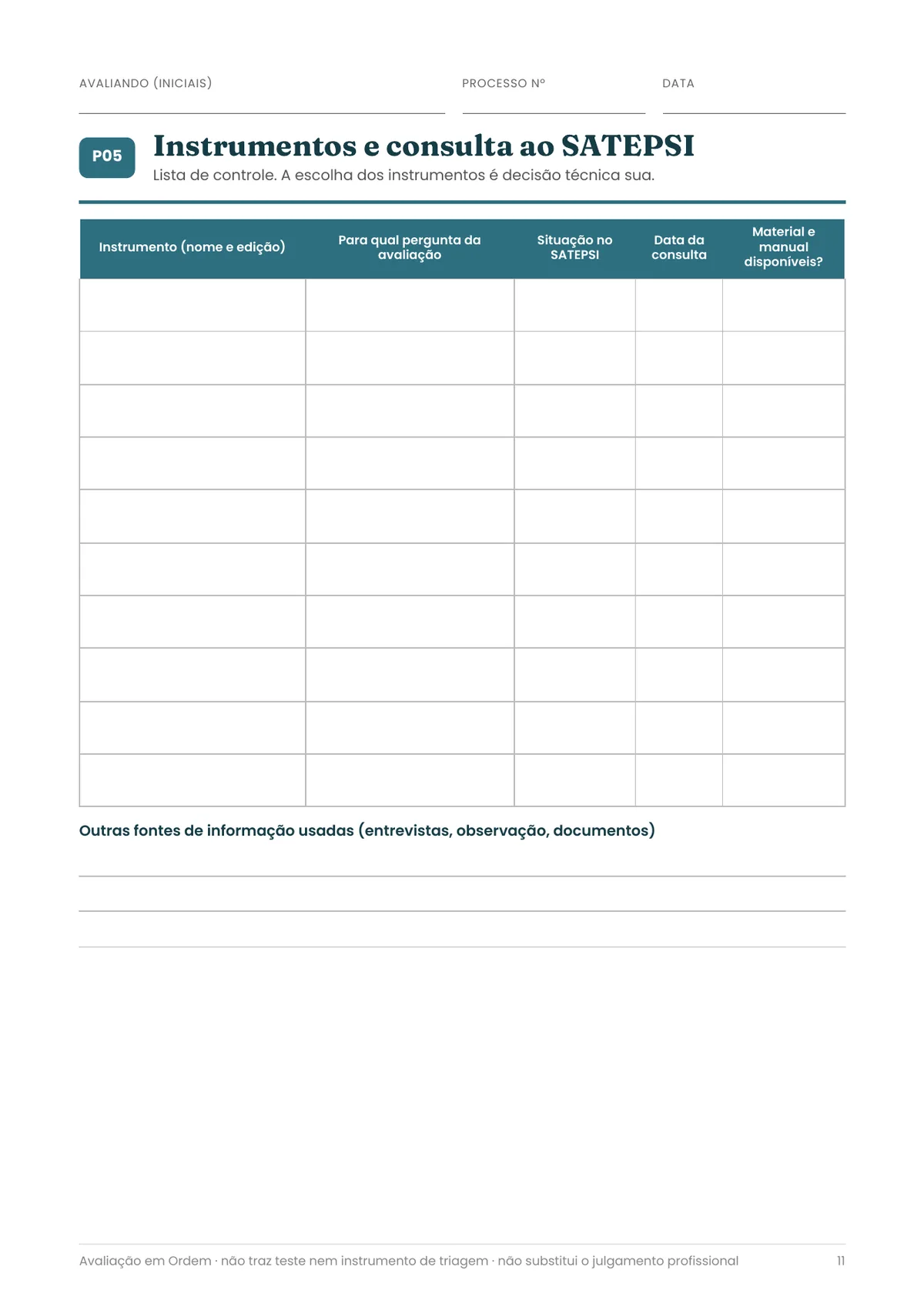 Página real do PDF Avaliação em Ordem: instrumentos e consulta ao SATEPSI